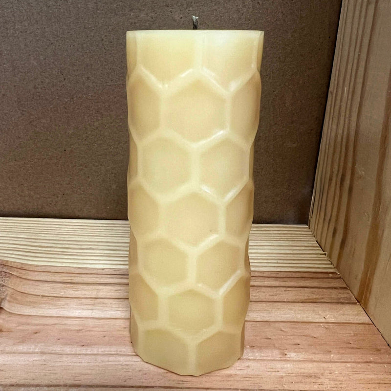 Large Honeycomb Pillar Beeswax Candle - Bee Friends Farm