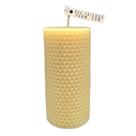 Pillar Hexagon Patterned Beeswax Candle - Bee Friends Farm